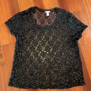 Chico’s lace and sequin women’s blouse L